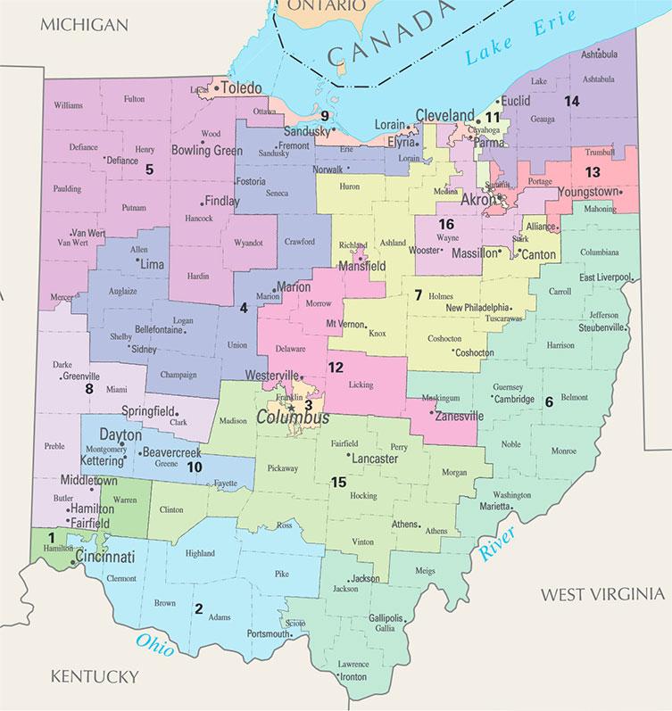 Ohio Political Districts Map