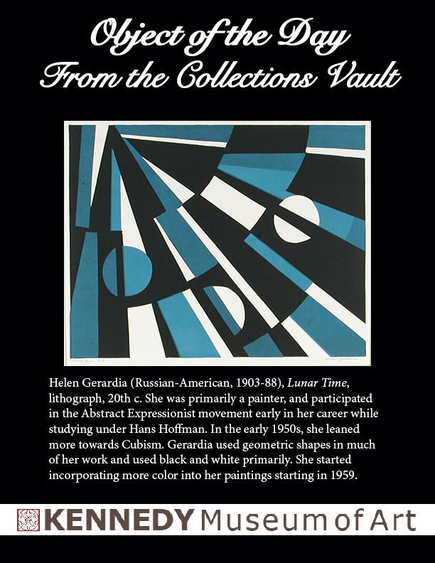 Geometric shapes radiating from upper left, black, white, blue