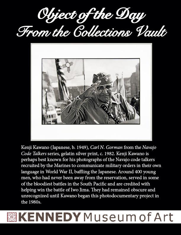 Navajo code talker veteran saluting the photographer