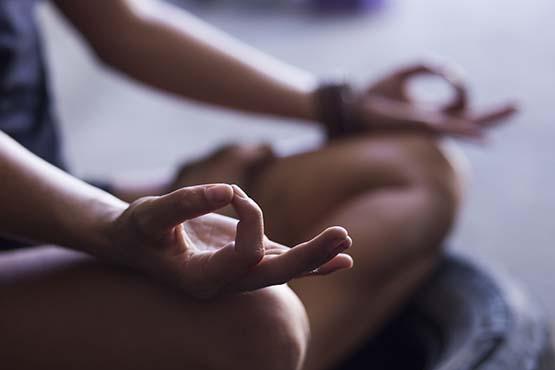 Student meditates