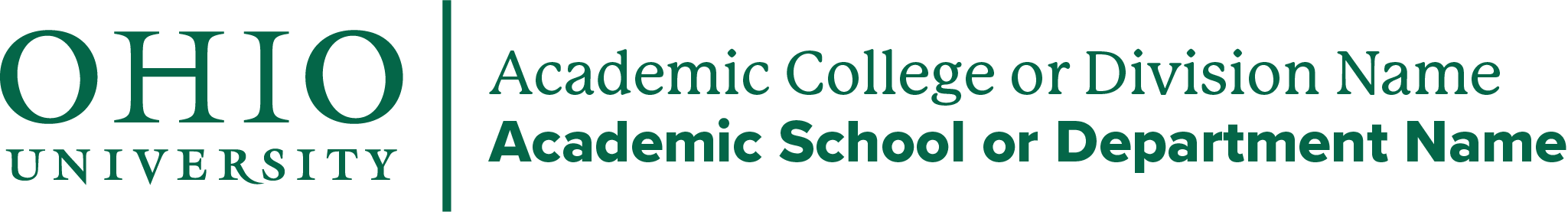 Ohio University standard lockup for unit and department logo