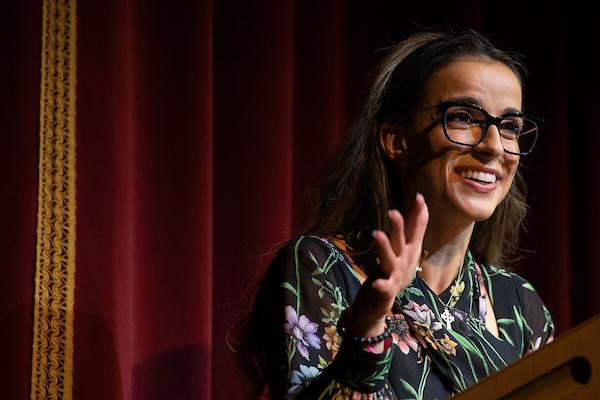 Victoria Arlen speaks at Celebrate Women event.