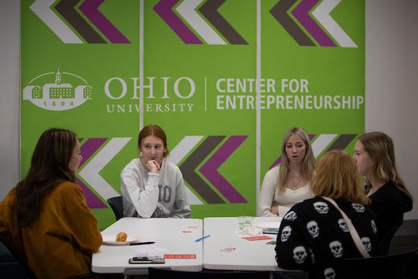 Group collaborating at a table