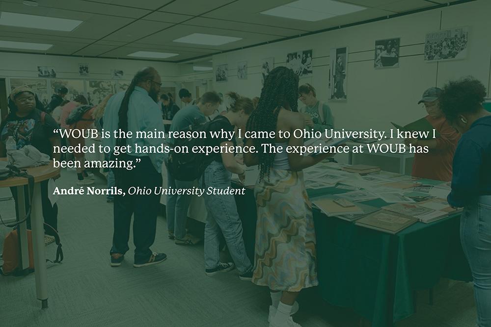 Student quote over image of digital archive room