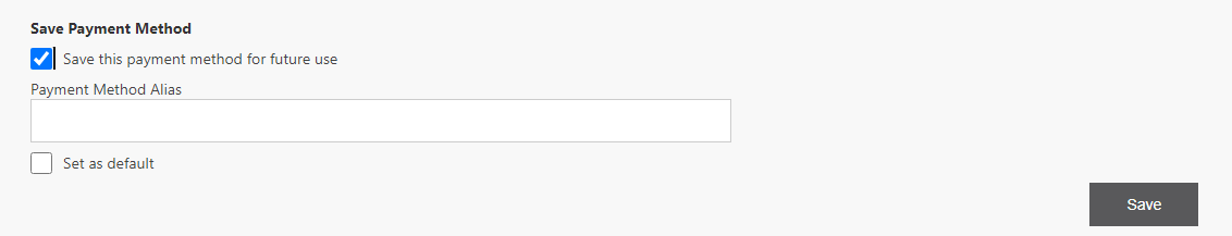 Screenshot of Save Payment Method Screen