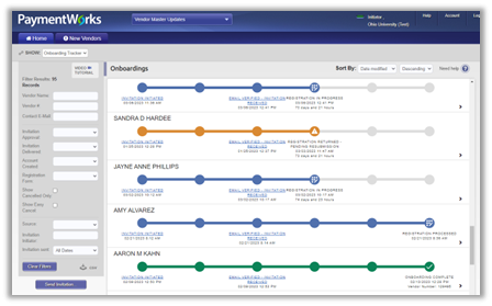 Image depicting the main Onboarding page in PaymentWorks