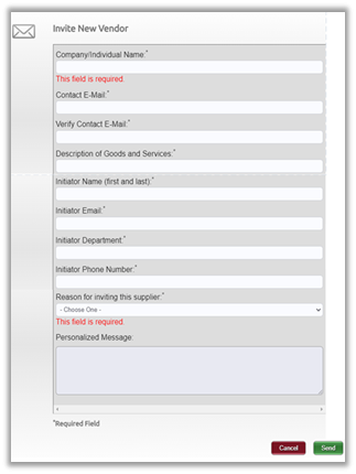 Image depicting the Invite New Vendor section in PaymentWorks