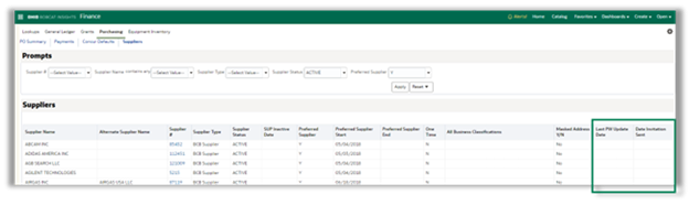 Example of looking up a supplier in OBI