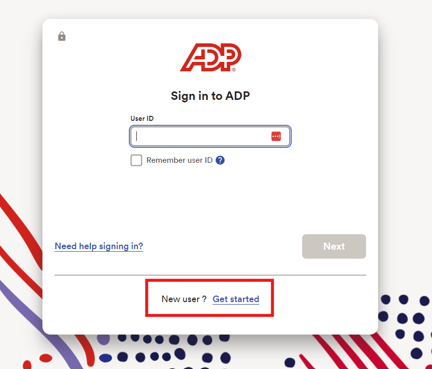 ADP screenshot get started