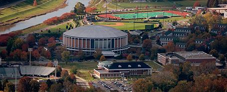 Aerial view of the Convocation Center building