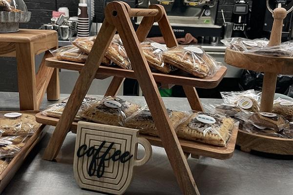 baked pastries displayed on the counter