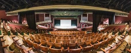 Inside Memorial Auditorium, featuring a floor seating section and a balcony