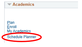 Schedule Planner Student Center