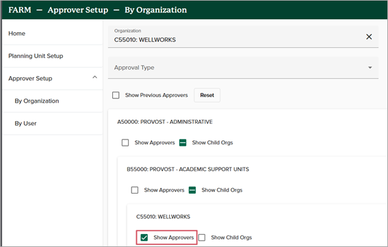 Example Show Approvers