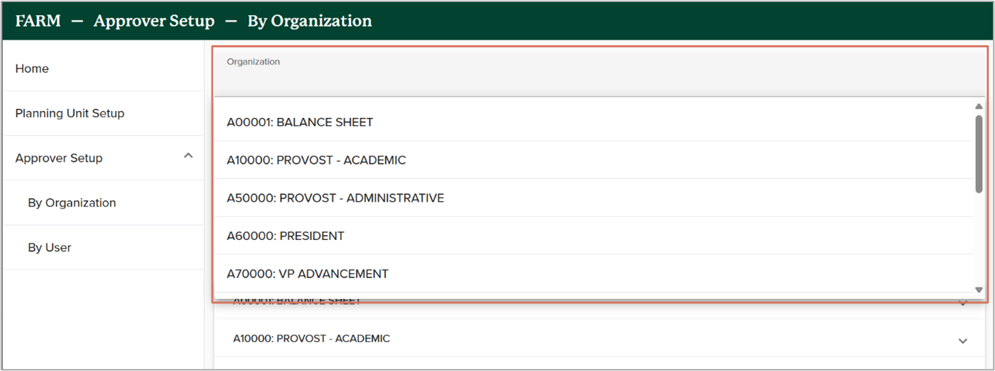 Example, Approver Organization
