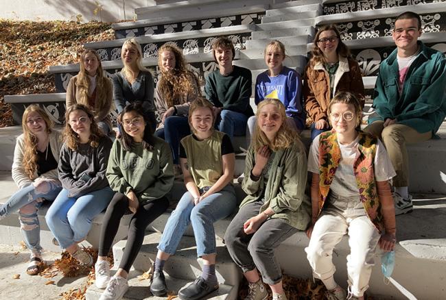 Art students at Ohio University smile in a group pose