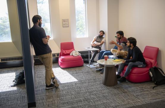 Students using CoLab to work on a group project