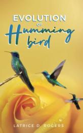 Yellow background with yellow flower and three hummingbirds.
