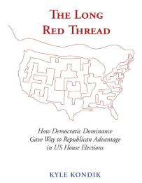 Outline of United States and all states as a red thread on white background.