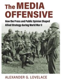 Black and white image of soldiers standing and kneeling with book title above.