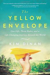 Hand holding yellow paper folded airplane.