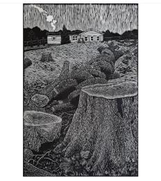 A drawig of a tree trunk