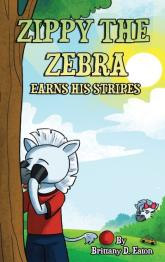 Animated zebra covering eyes against tree.