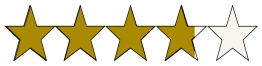 Stars depicting a score of 3.8 out of 5