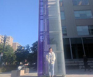 Carolyn Rogers, a photojournalism student who completed the Scripps Semester in D.C. program during the 2017-18 academic year, is pictured outside of National Public Radio (NPR) where she interned while enrolled in the program.