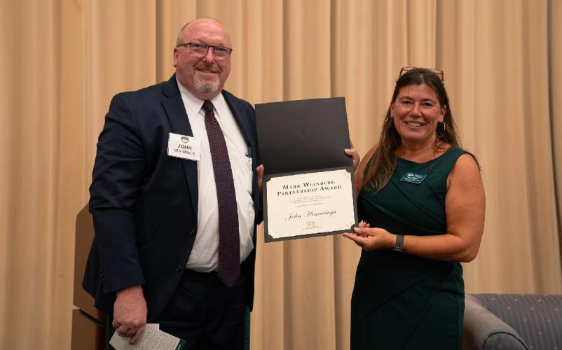John Hemmings and Tracy Plouck, Dean of the Voinovich School of Leadership and Public Servicve