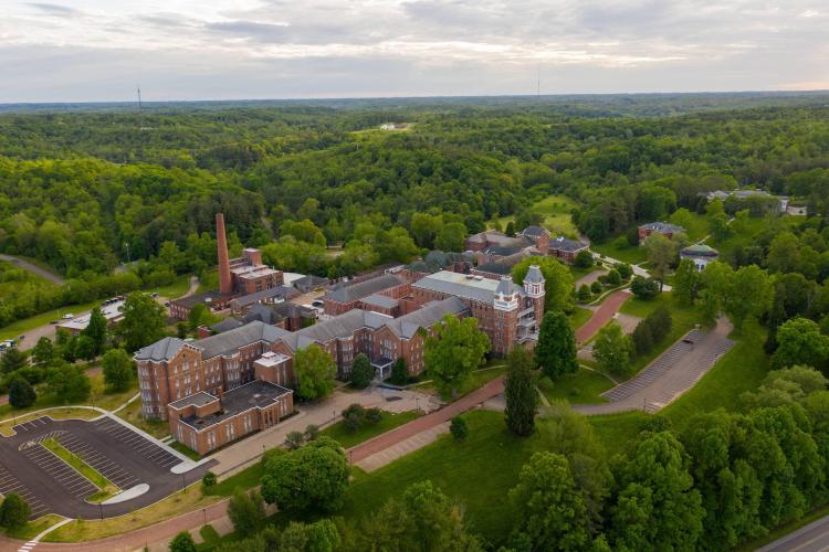 A drone view of the historic Ridges area.