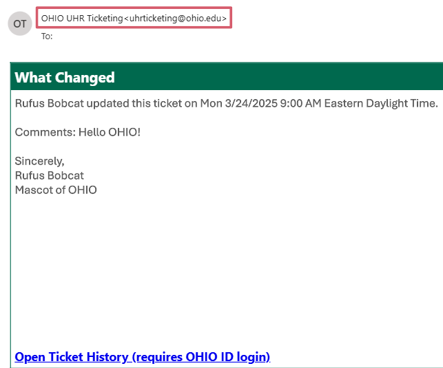 A screenshot of a TDX notification