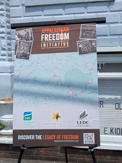 The Appalachian Freedom Initiative sign - Discover the Legacy of Freedom