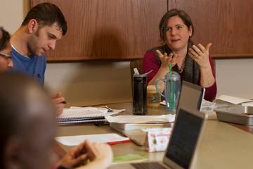 Dr. Myra Waterbury leads a seminar in comparative politics