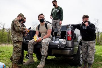 Air Force ROTC members getting ready for paint ball