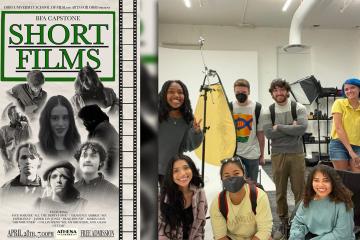 group of students gather on a film set
