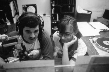 Journalism students getting hands-on experience in the mid-1980s
