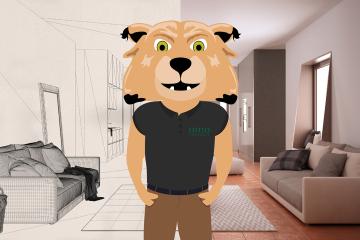 Ohio University's Rufus between room design and finished room Interior Design Architecture online interior design degree interior design program