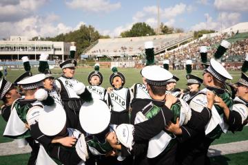 The Ohio University Marching 110 prepares to perform.