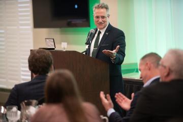 Jon Snyder is shown speaking at the Ohio University Inventors Dinner